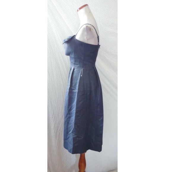 NEW GAL MEETS GLAM Shimmery NAVY Lucille STARRY NIGHT Fit & Flare BOW DRESS 4 - Picture 10 of 14